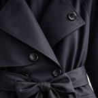 Women's Long-Sleeve Belted Trench Coat with Double Buttons