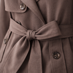 Women's Long-Sleeve Belted Trench Coat with Double Buttons