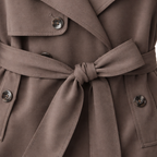 Women's Long-Sleeve Belted Trench Coat with Double Buttons