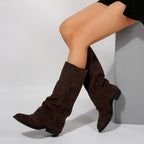 Women's Knee-High Boots with Chunky Block Heel