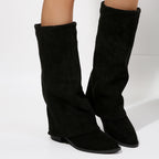 Women's Knee-High Boots with Chunky Block Heel