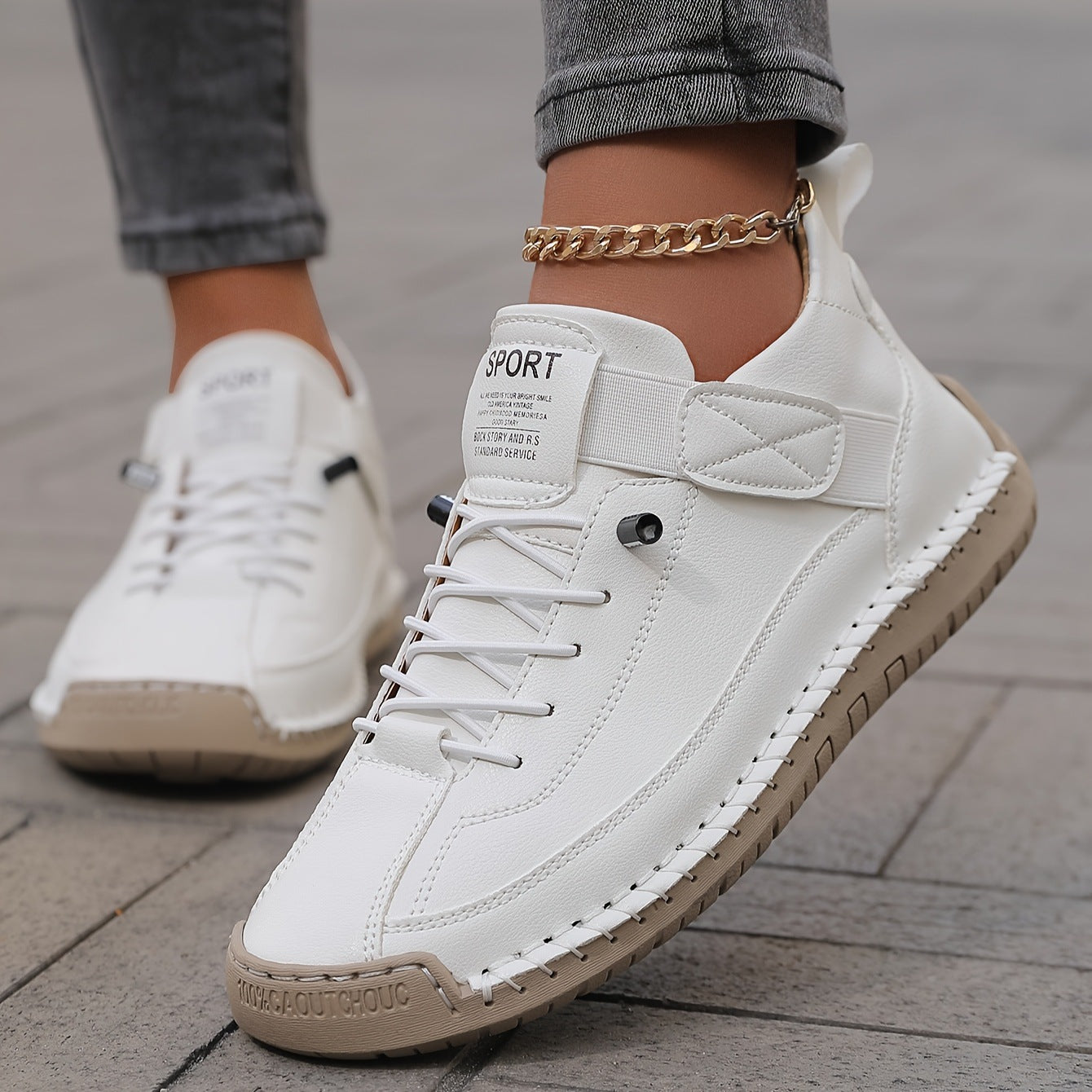 Women's Low-Top Lace-Up Sneakers with Moccasin Toe Stitching