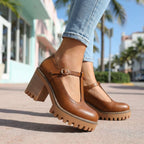 Women's Mary Jane Heels with Chunky T-Strap
