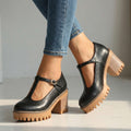 Women's Mary Jane Heels with Chunky T-Strap