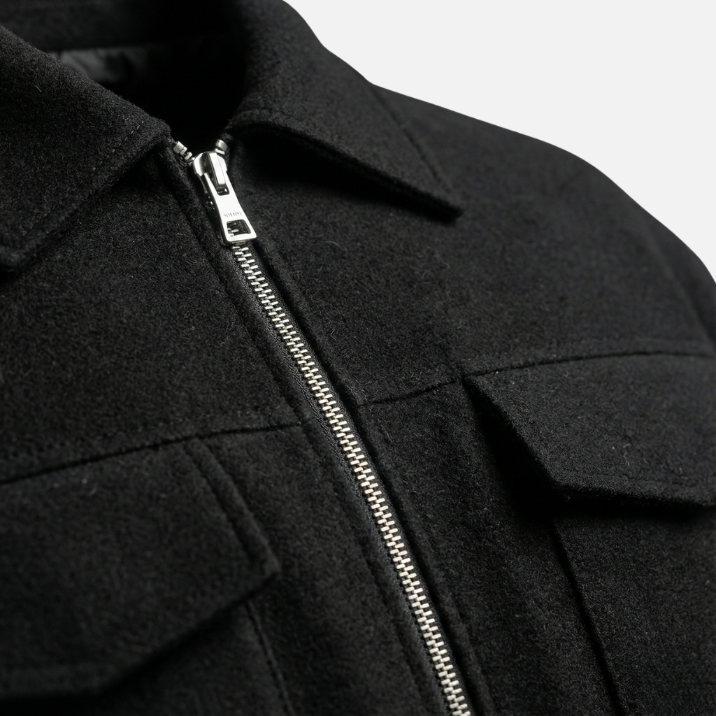 Men's Loose-Fit Suede Jacket with Zip Front