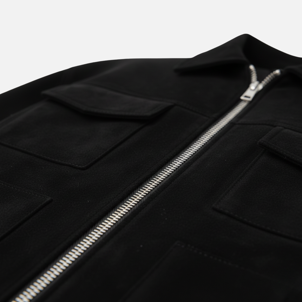 Men's Loose-Fit Suede Jacket with Zip Front