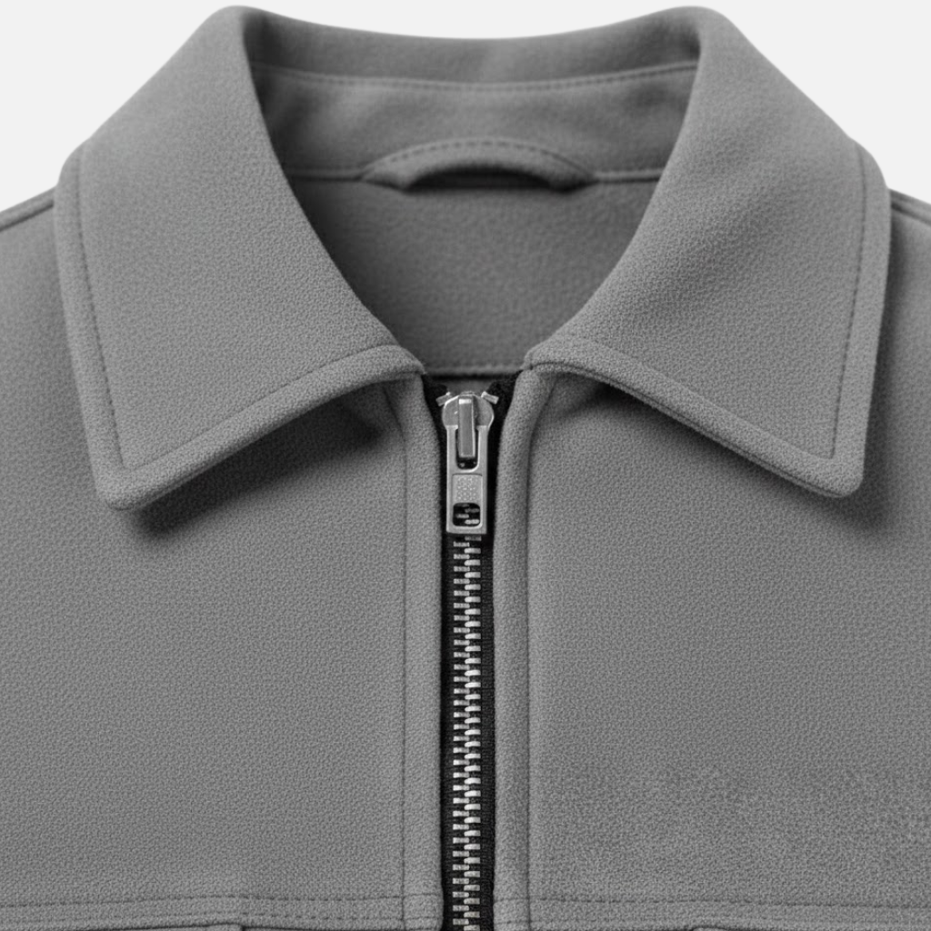 Men's Loose-Fit Suede Jacket with Zip Front