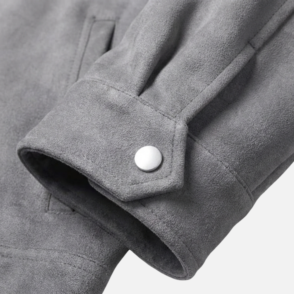 Men's Loose-Fit Suede Jacket with Zip Front