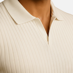Men's Slim-Fit Ribbed Polo Shirt with V-Neck