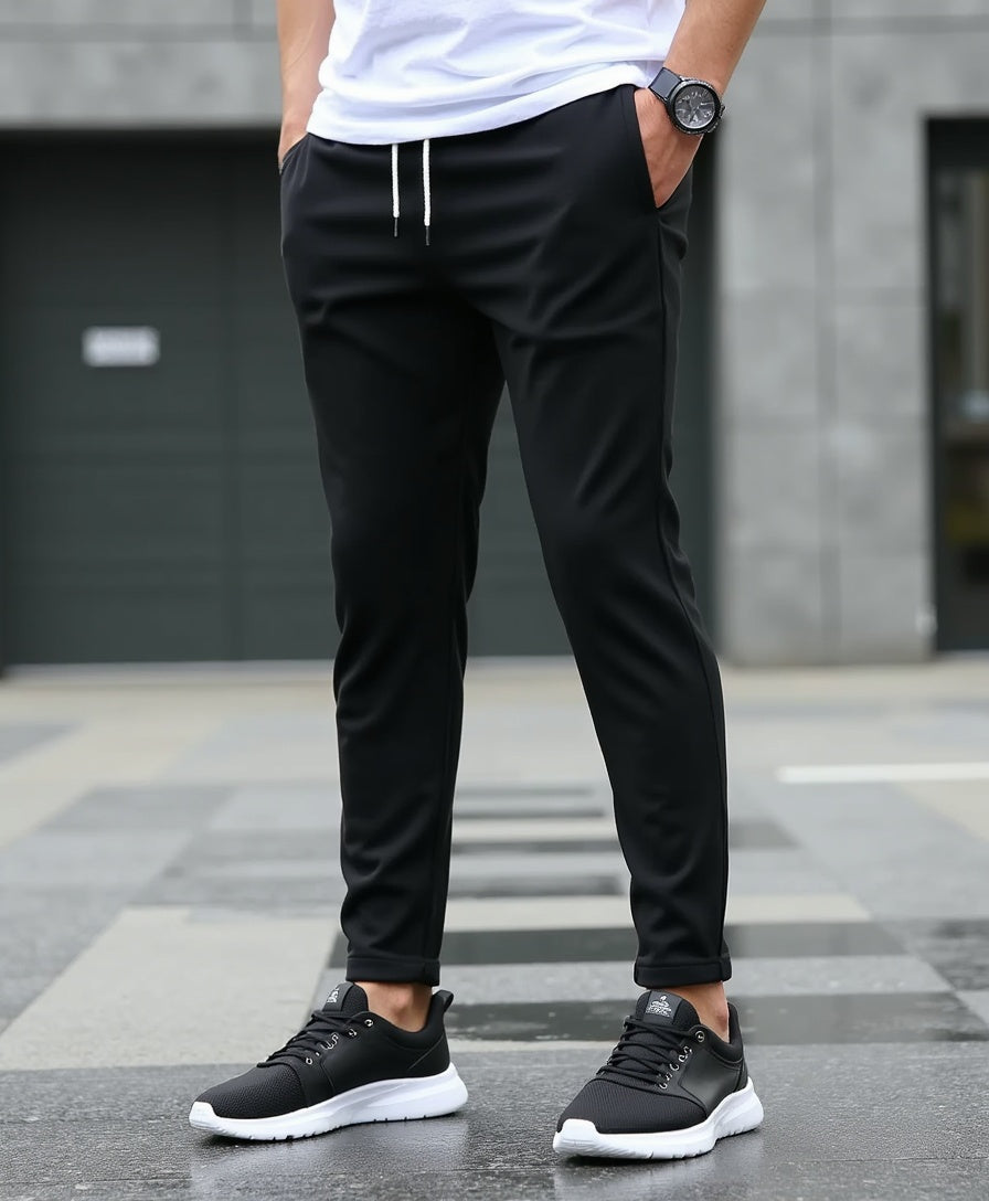 Men's Lightweight Slim-Fit Trousers with Drawstring Waist