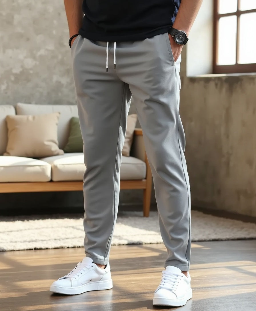 Men's Lightweight Slim-Fit Trousers with Drawstring Waist