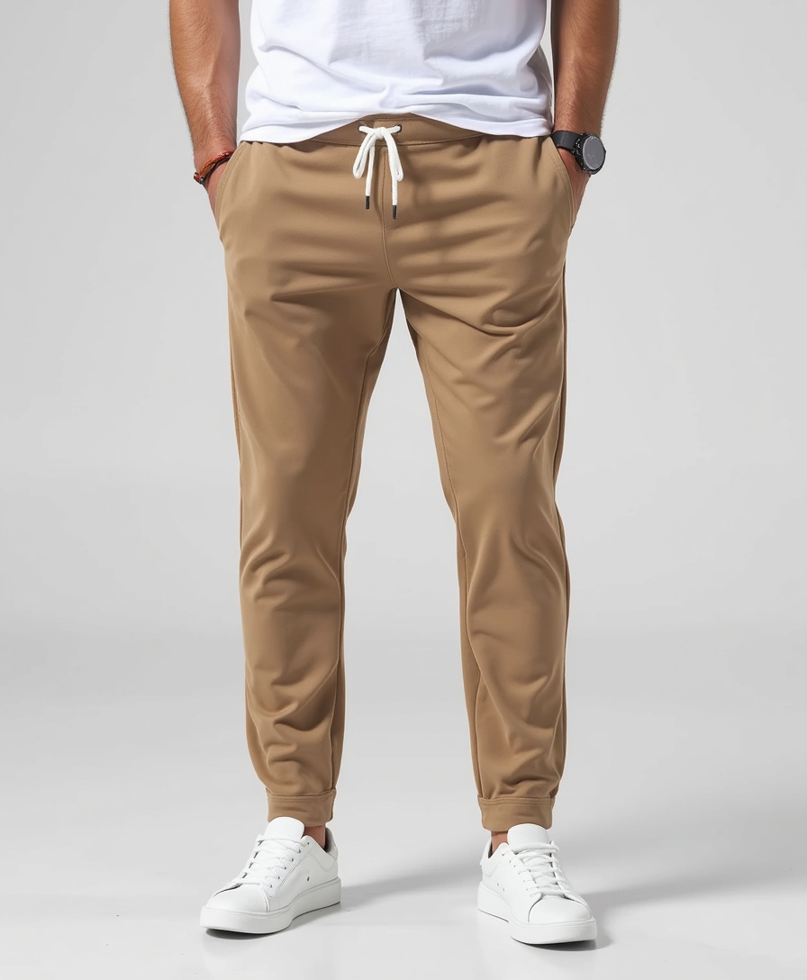 Men's Lightweight Slim-Fit Trousers with Drawstring Waist