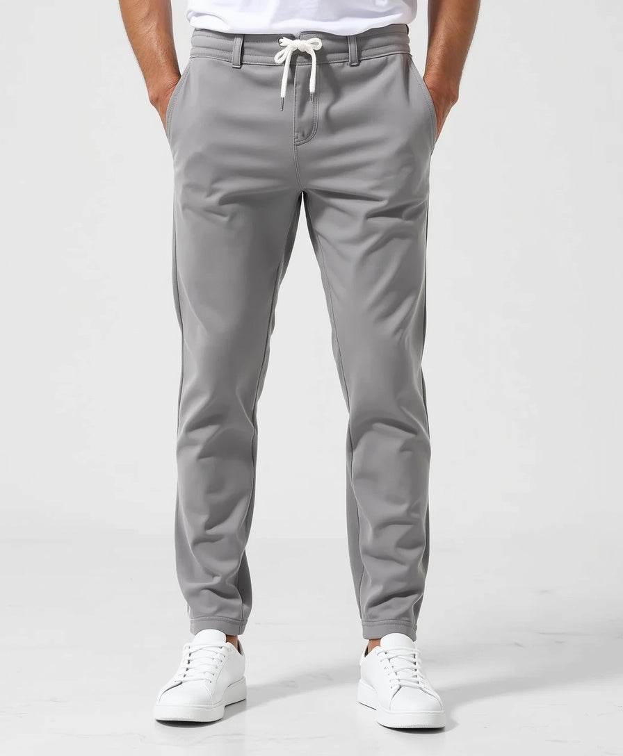 Men's Lightweight Slim-Fit Trousers with Drawstring Waist