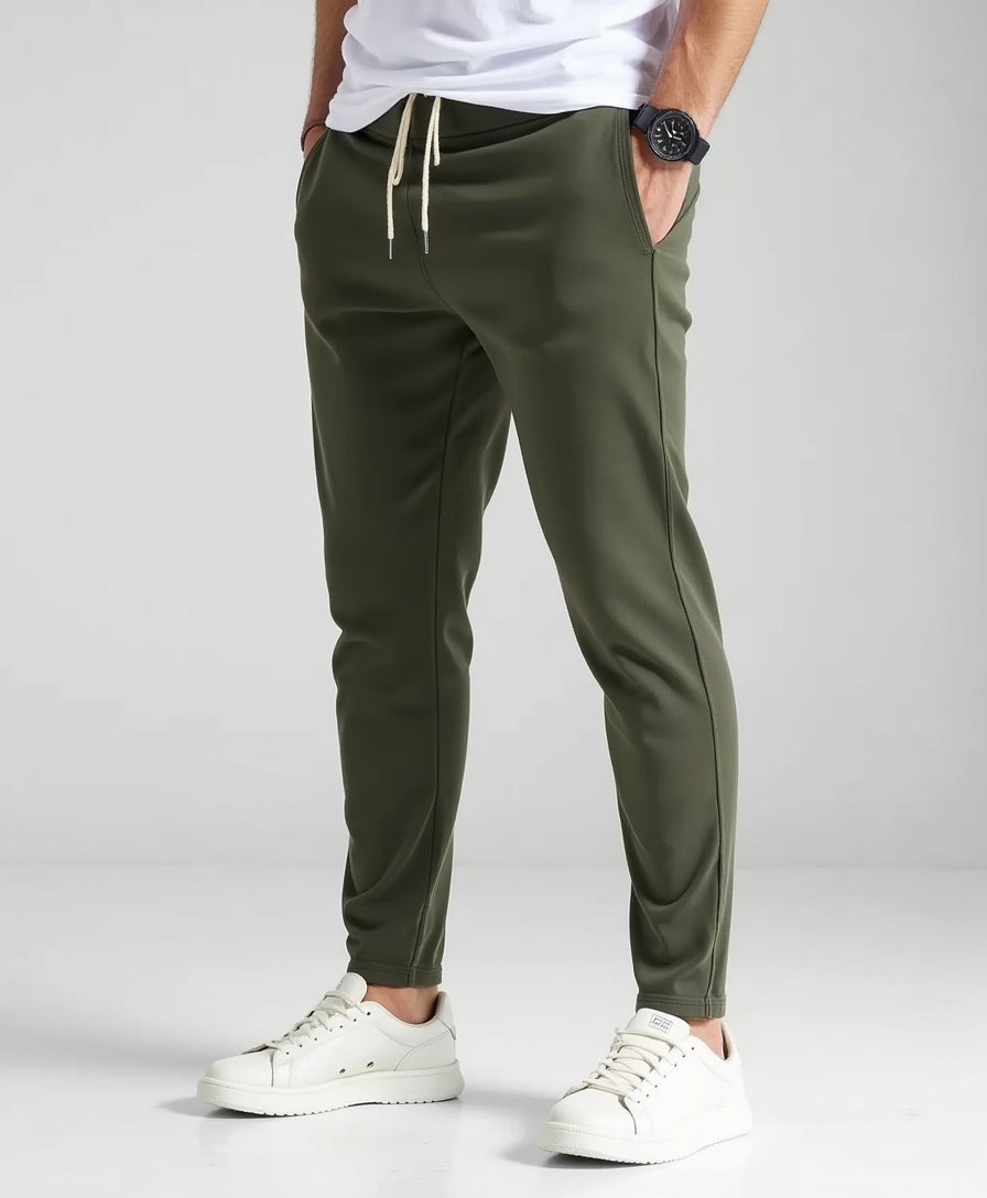 Men's Lightweight Slim-Fit Trousers with Drawstring Waist