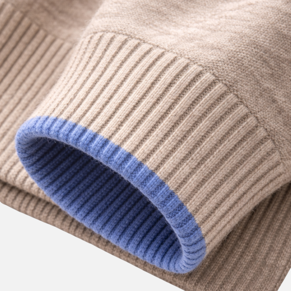 Men's Zip-Front Knit Sweater with Ribbed Collar