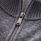 Men's Zip-Front Knit Sweater with Ribbed Collar