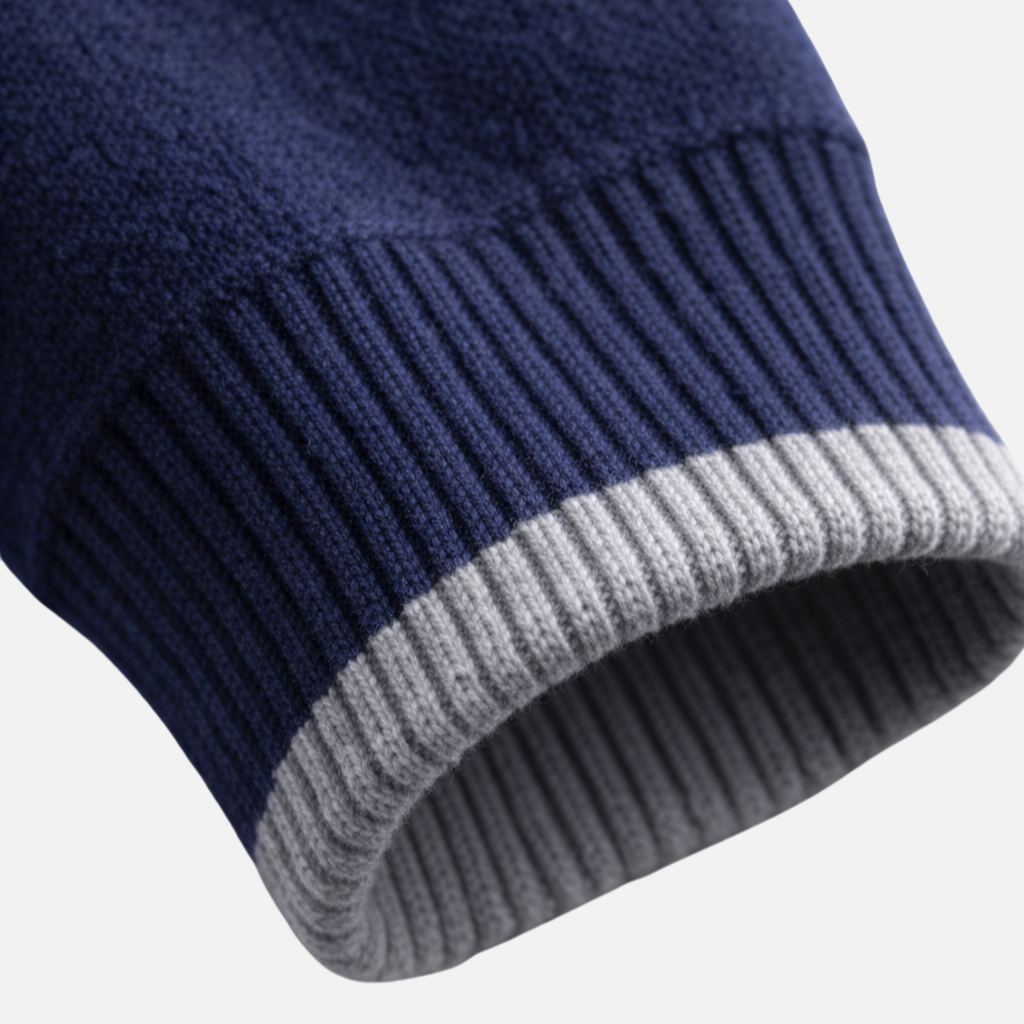 Men's Zip-Front Knit Sweater with Ribbed Collar