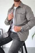 Men's Button-Up Overshirt with Chest Pocket
