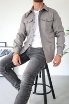 Men's Button-Up Overshirt with Chest Pocket