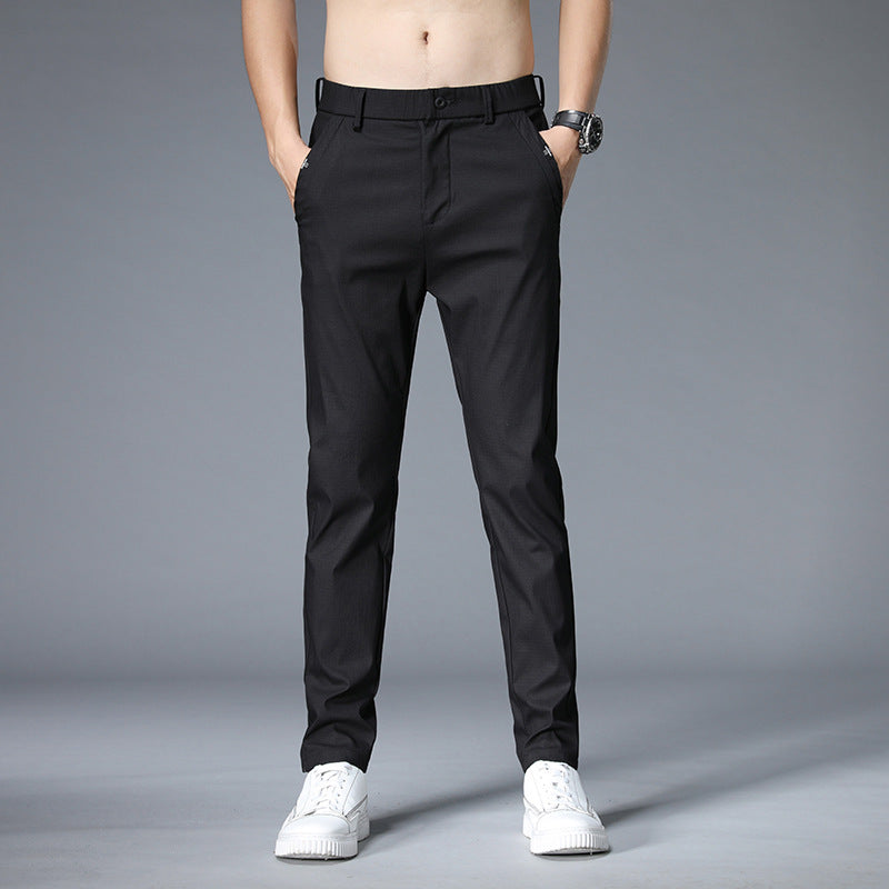 Men's Stretch Straight-Leg Trousers with Belt Loops