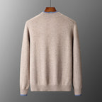 Men's Zip-Front Knit Sweater with Ribbed Collar