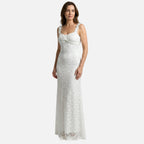 Women's Mermaid Lace Maxi Dress with Sweetheart Neckline