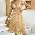 Women's Fit-and-Flare Midi Dress with Floral Print
