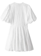 Women's Airy Mini Dress with Puff Sleeves and Deep V-Neck
