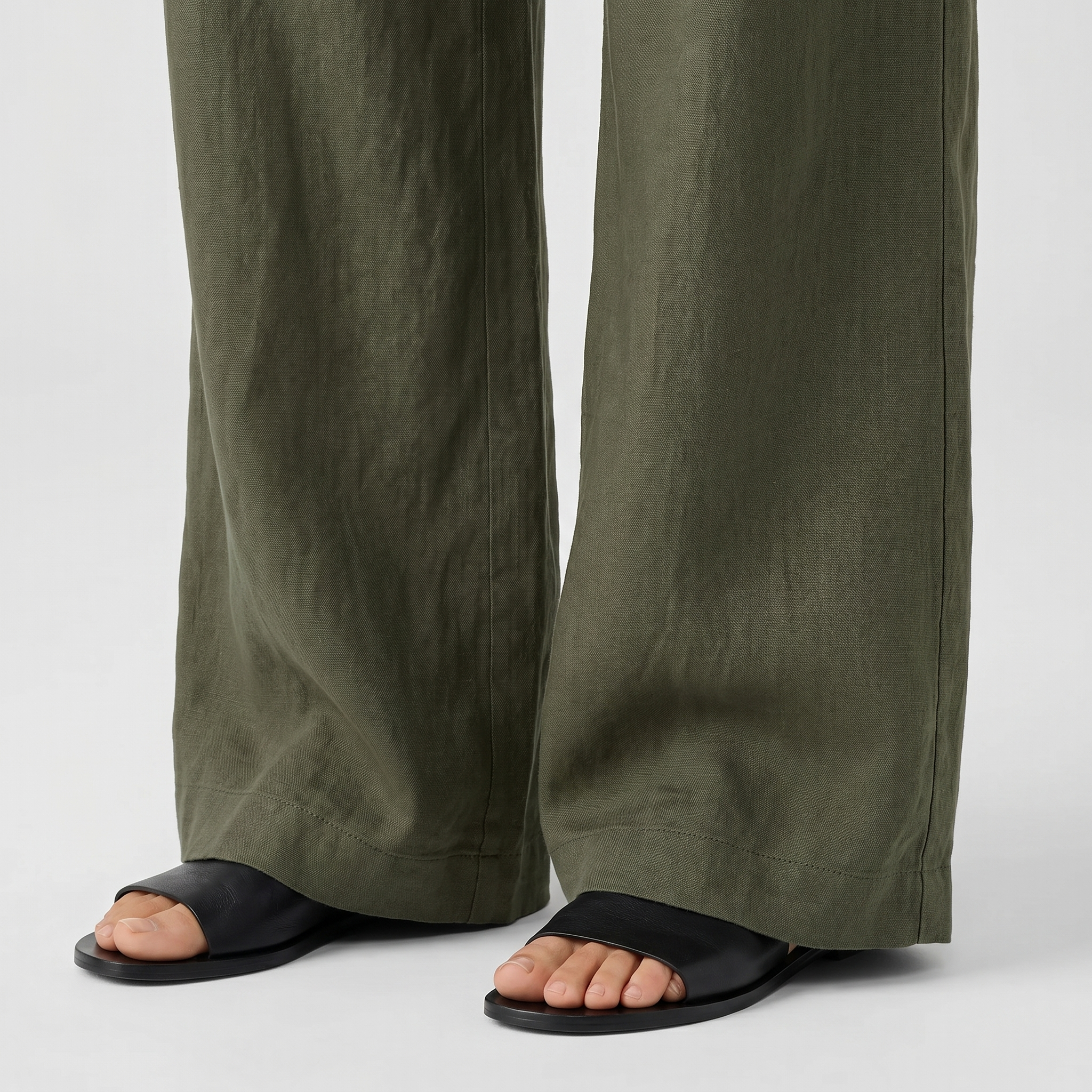 Women's Minimalist Linen Set with Wide-Leg Trousers