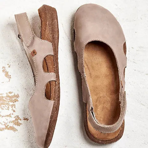 Women's Closed-Toe Nubuck Sandals with Cork Sole