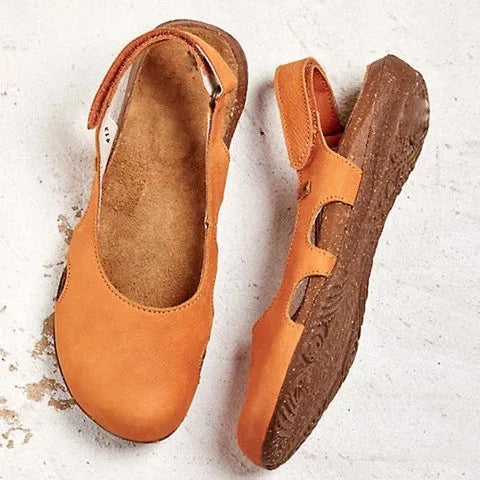 Women's Closed-Toe Nubuck Sandals with Cork Sole