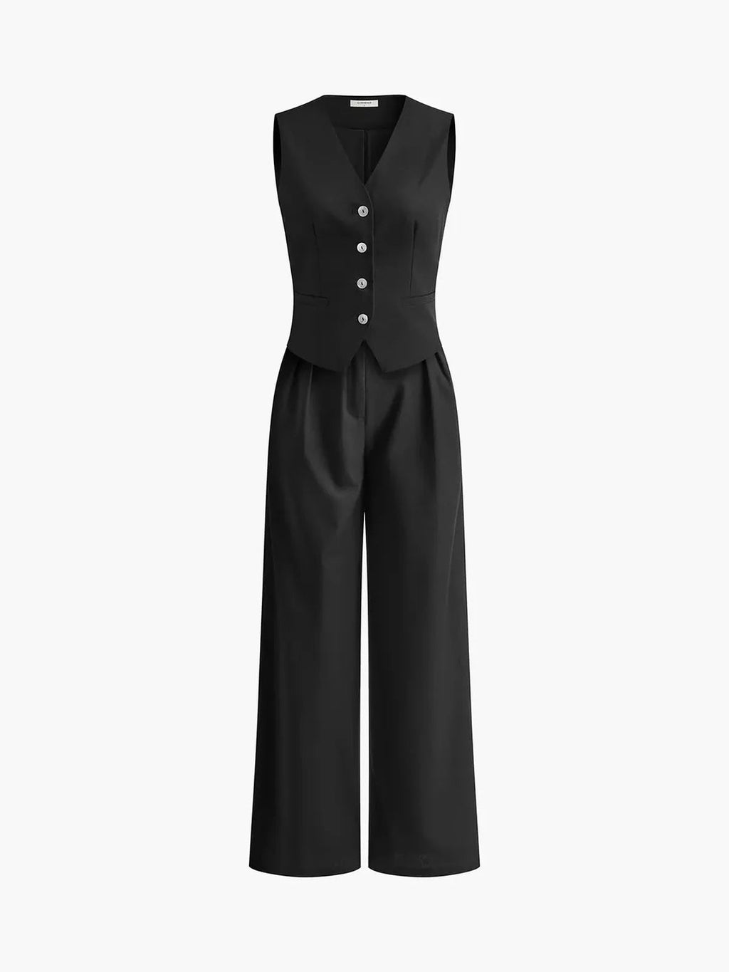 Women's Linen Two-Piece Set with Wide-Leg Trousers