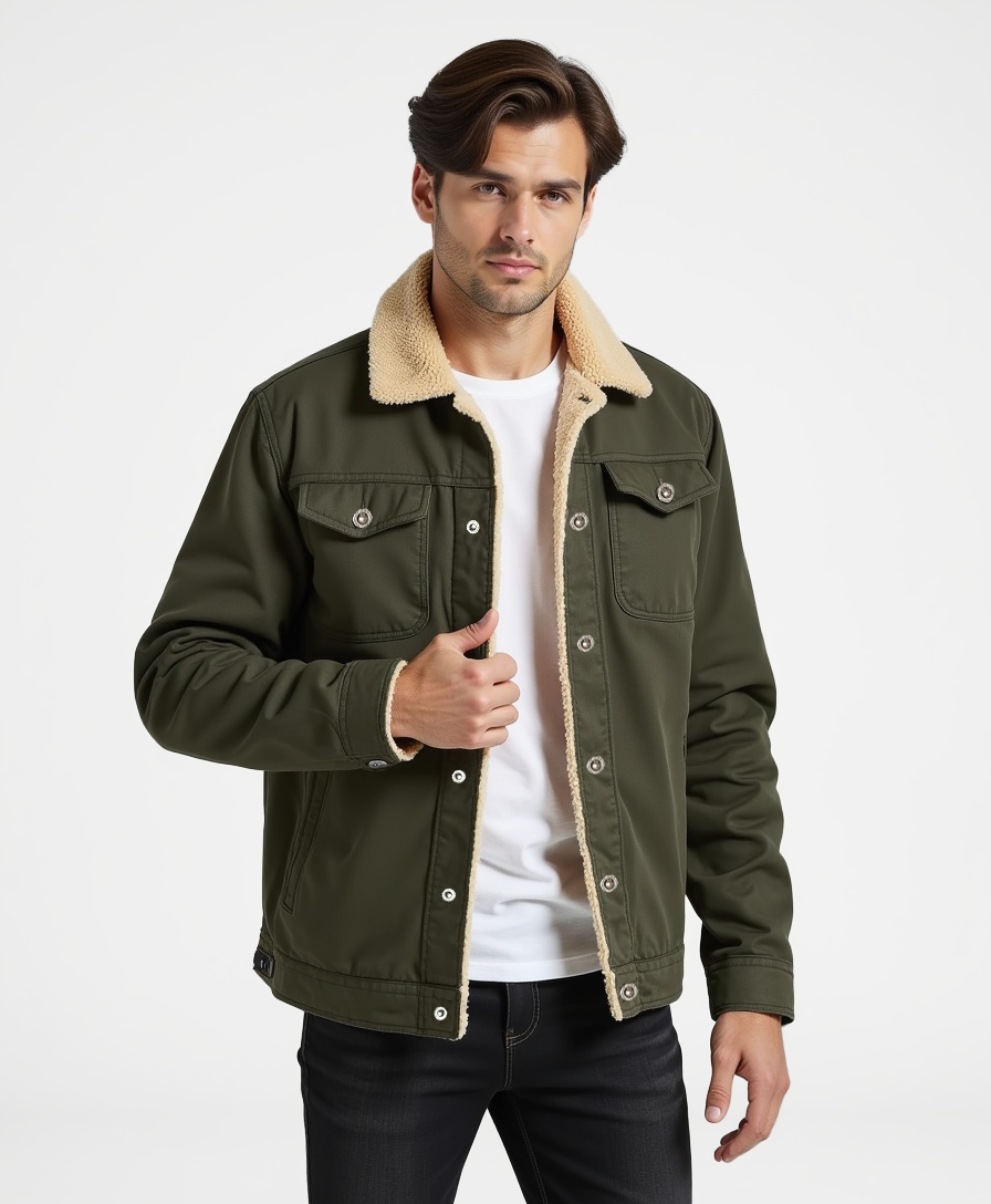 Men's Clean-Cut Winter Jacket with Practical Pockets