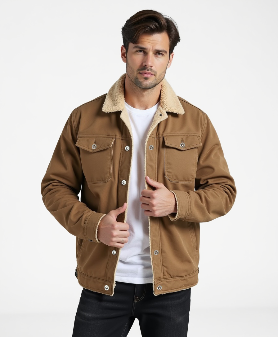 Men's Clean-Cut Winter Jacket with Practical Pockets