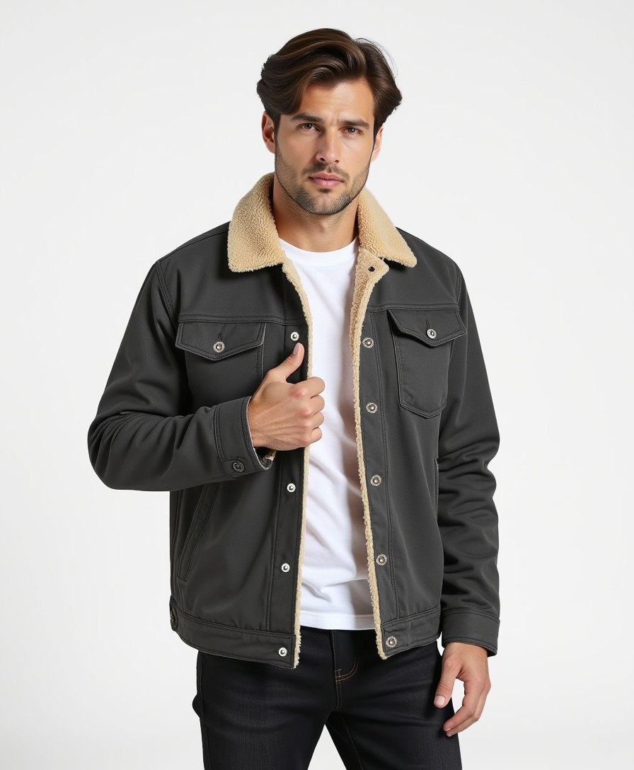 Men's Clean-Cut Winter Jacket with Practical Pockets