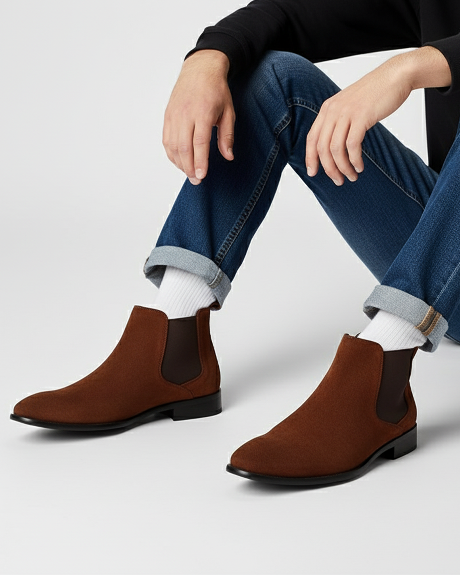 Men's Suede-Like Chelsea Boots with Elastic Side Panels