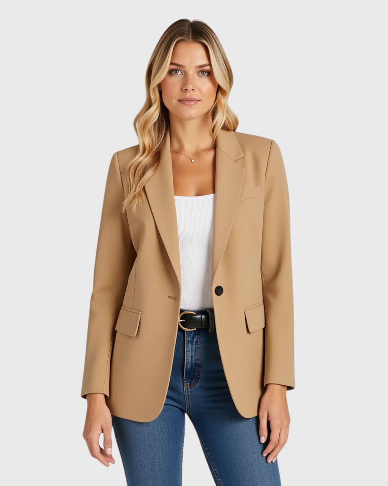 Women's Fitted Structured Blazer with Stretch Fabric