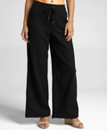Women's Loose Linen-Blend Trousers with Elastic Waistband