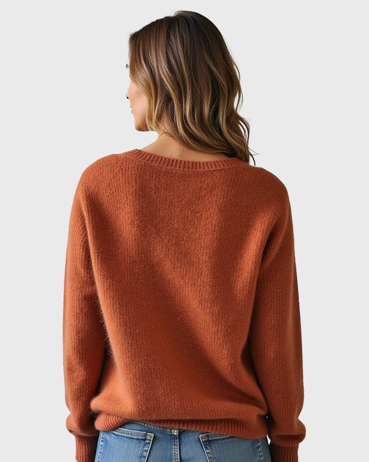 Women's Loose-Fit Knit Sweater with Wide Round Neck