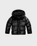 Women's Cropped Hooded Puffer Jacket with Shiny Quilted Finish