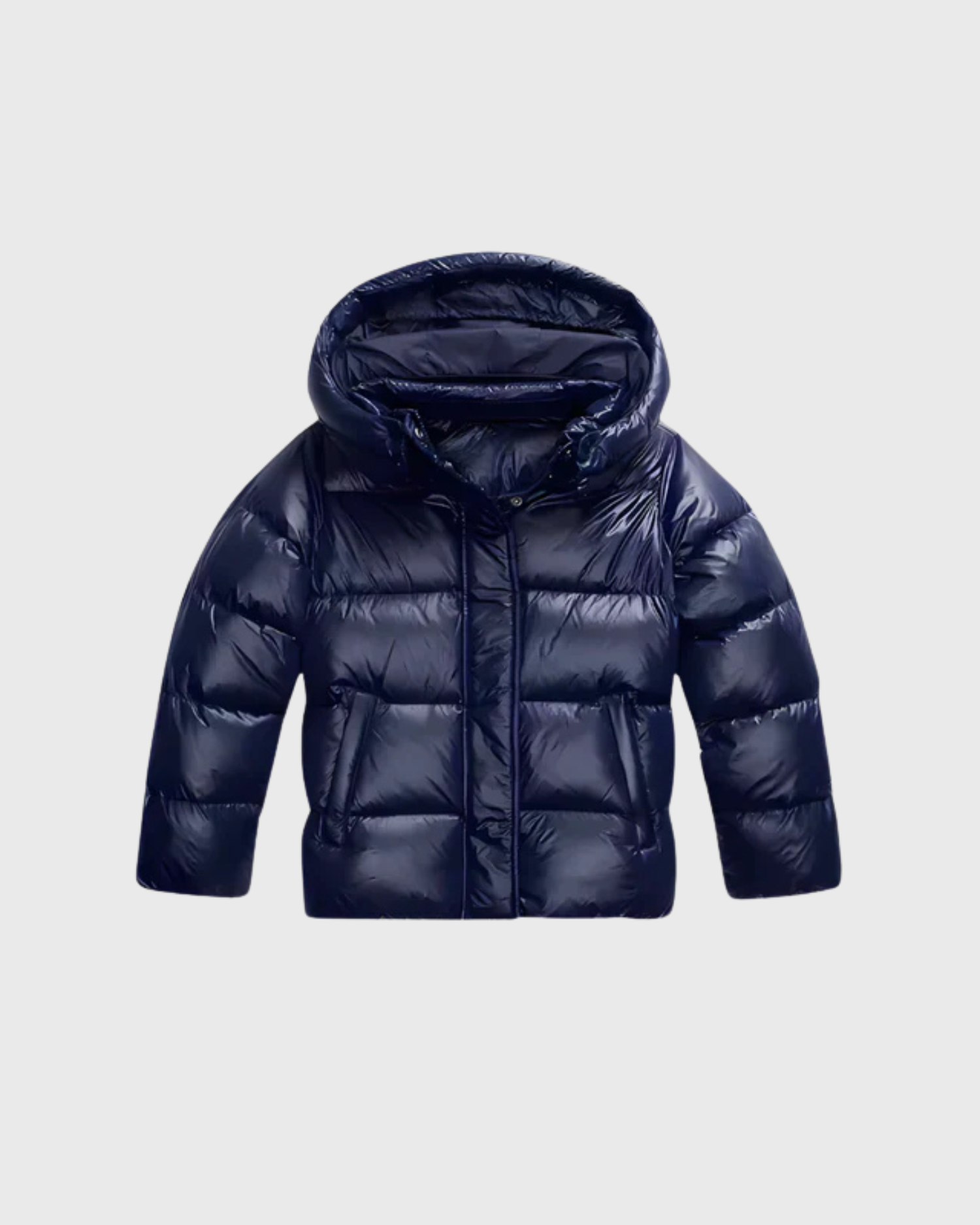 Women's Cropped Hooded Puffer Jacket with Shiny Quilted Finish