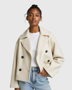 Women's Cropped Structured Jacket with Double-Button Front