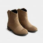 Women's Western-Inspired Ankle Boots with Suede-Like Finish