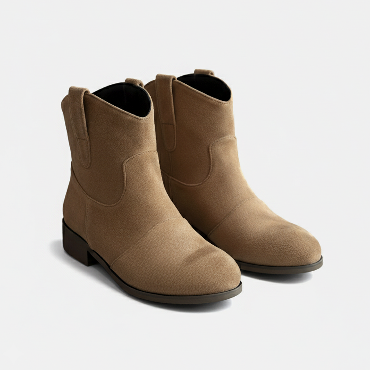 Women's Western-Inspired Ankle Boots with Suede-Like Finish