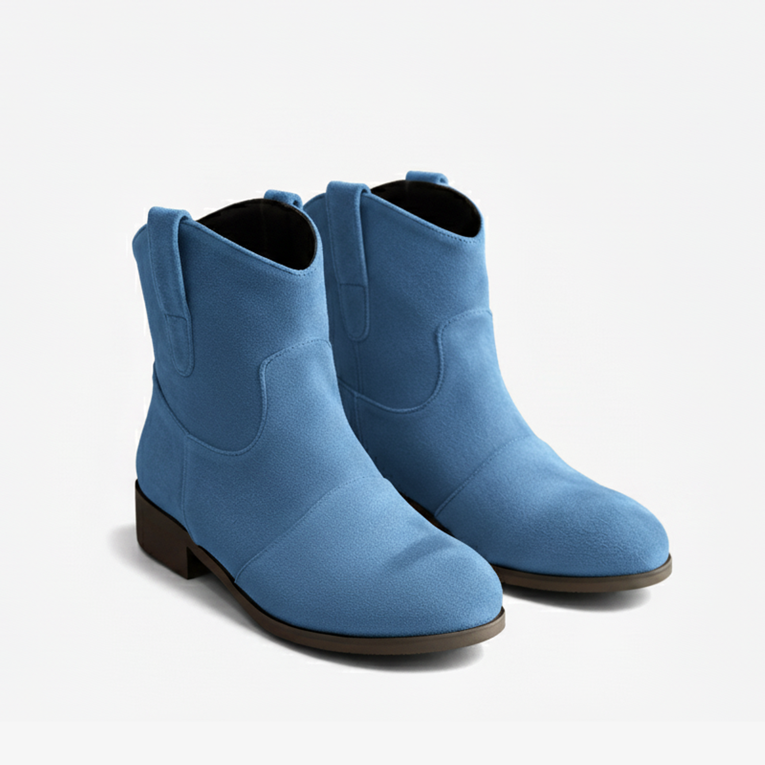 Women's Western-Inspired Ankle Boots with Suede-Like Finish