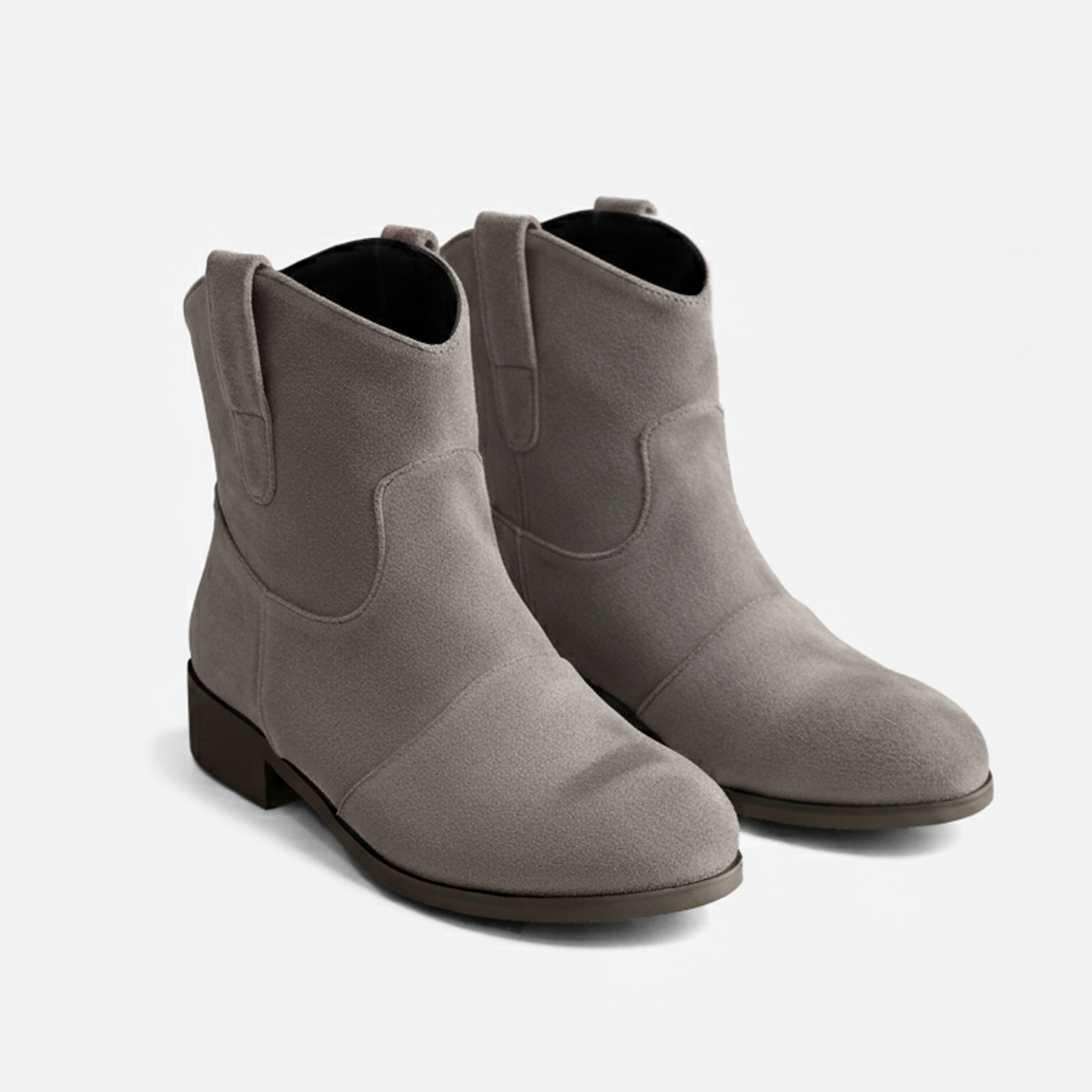 Women's Western-Inspired Ankle Boots with Suede-Like Finish
