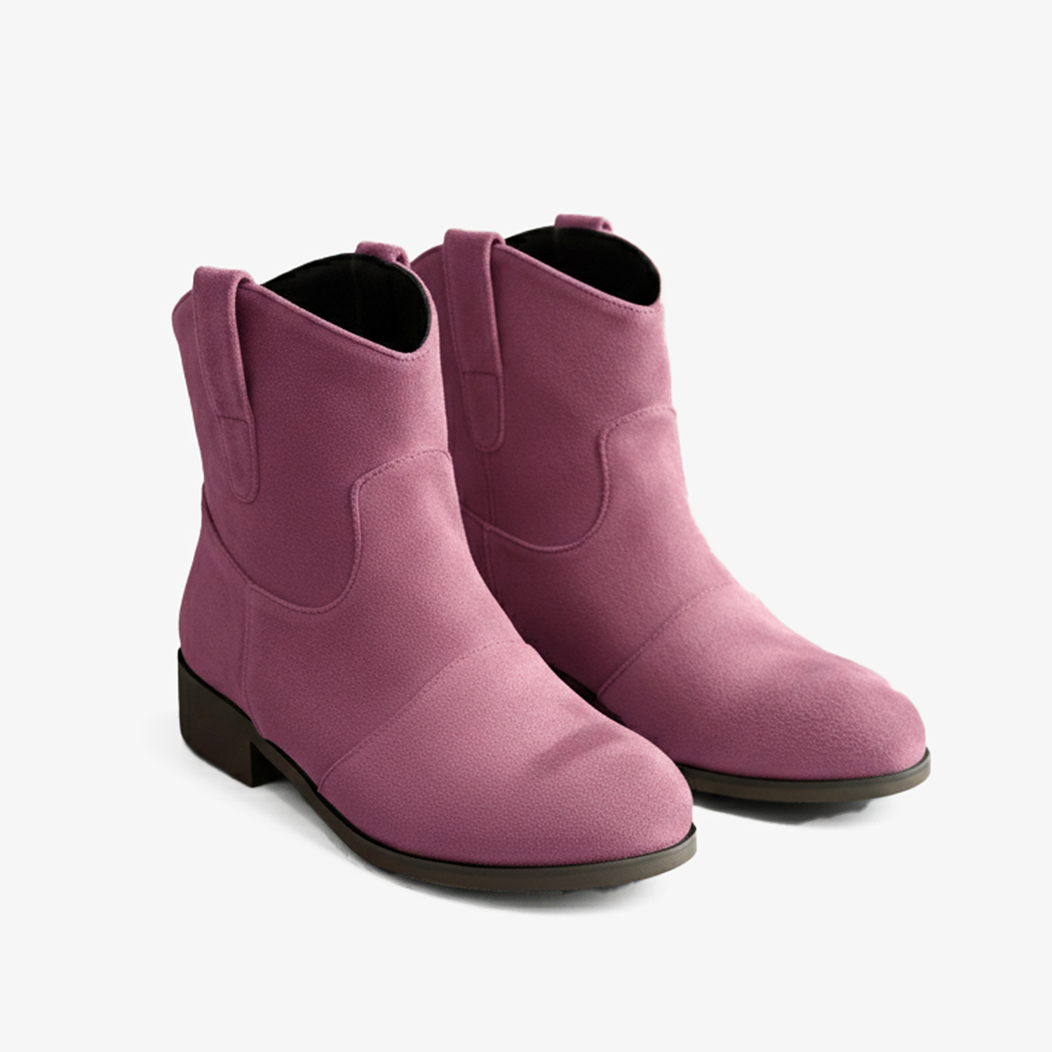 Women's Western-Inspired Ankle Boots with Suede-Like Finish