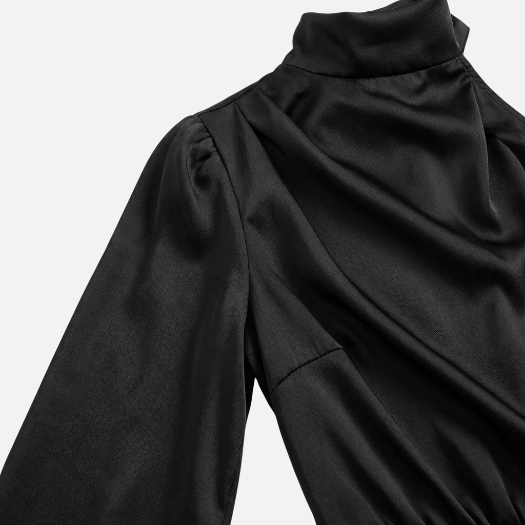 Women's Slim Maxi Dress with One-Shoulder Satin Finish