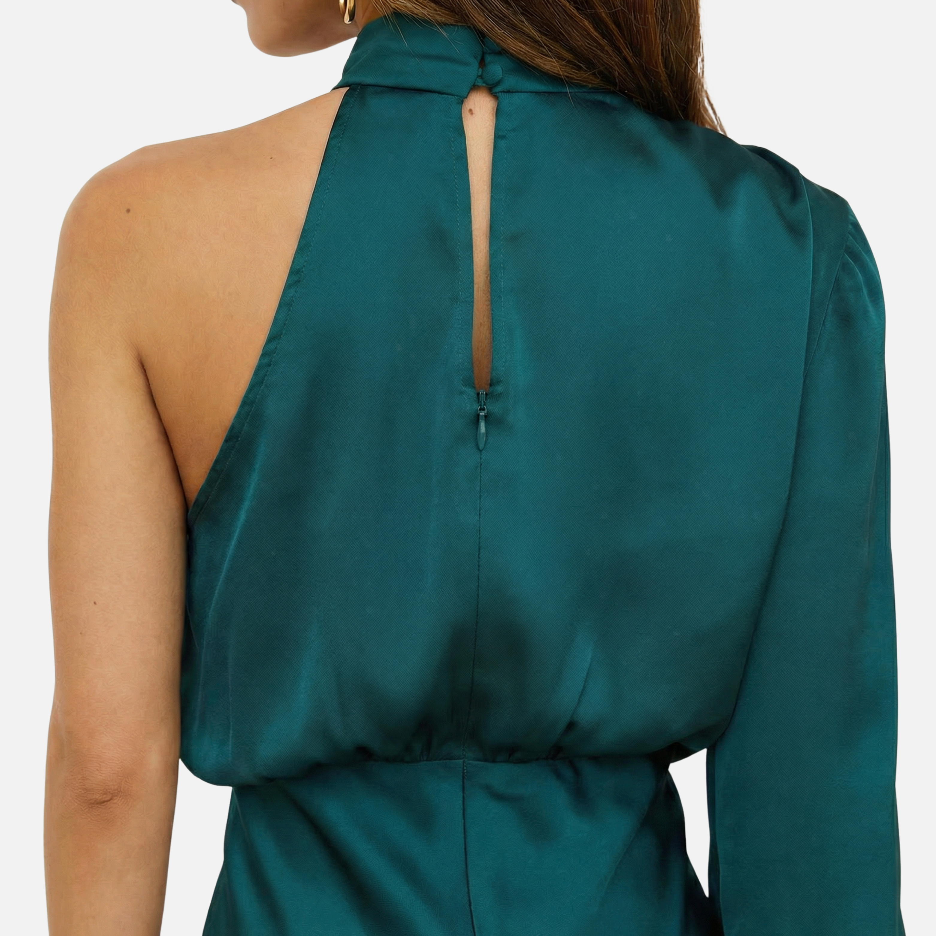 Women's Slim Maxi Dress with One-Shoulder Satin Finish