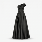 Women's Satin One-Shoulder Maxi Dress with High Slit
